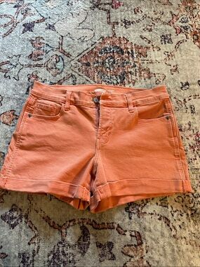 Old Navy Coral Denim Roll-Hem Shorts